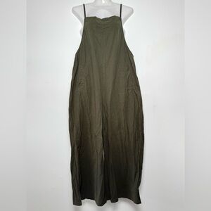 Army Green Cotton Overall Jumpsuit with pockets women size Medium